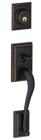 Schlage Addison Series F58ADD716 Combination Lockset, Mechanical Lock, Grip Only Handle, Aged Bronze, 1 Grade, Metal